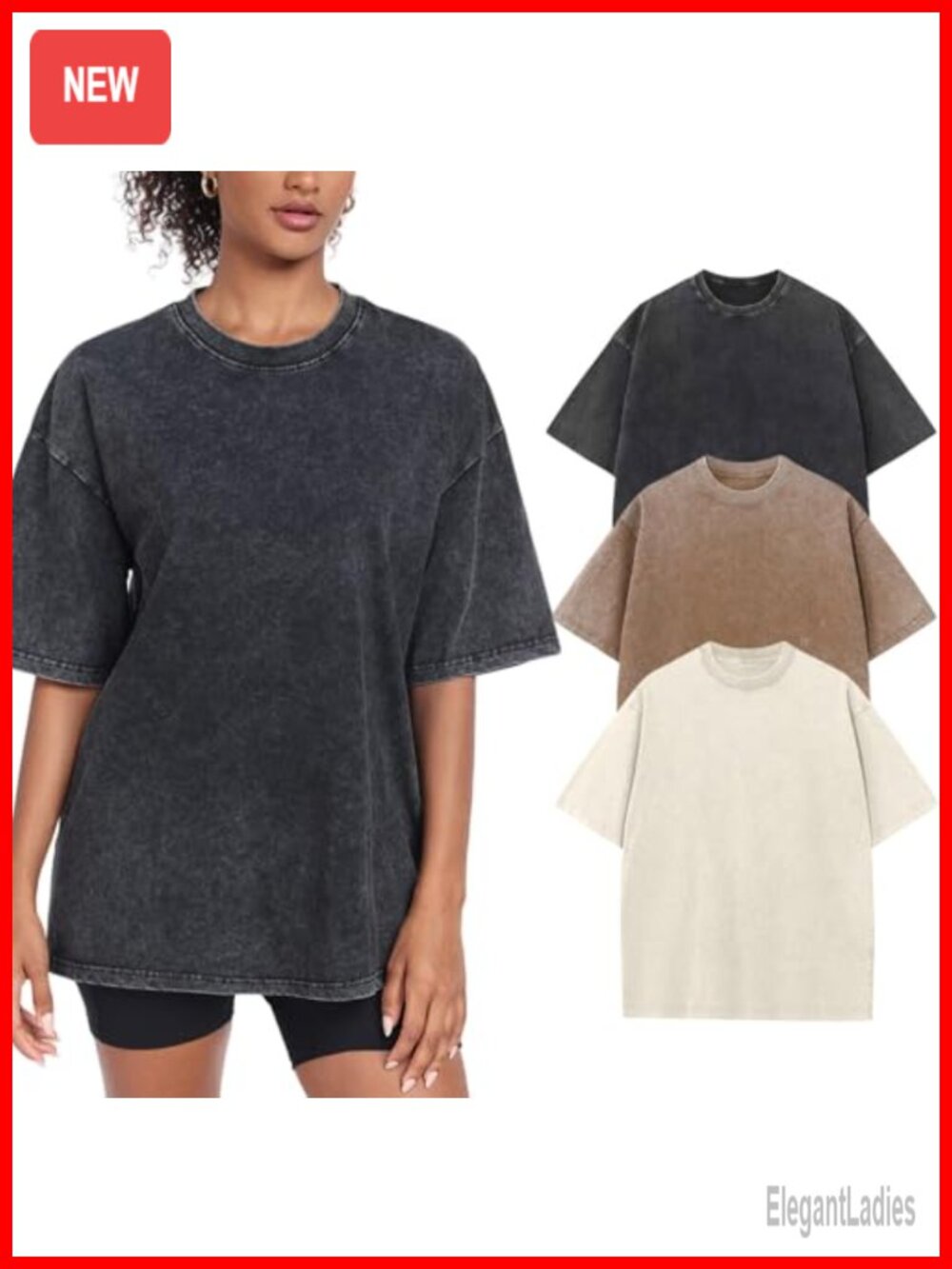 Washed Vintage Oversized Cotton T-Shirt Short Sleeve Crew Neck Baggy Tee
